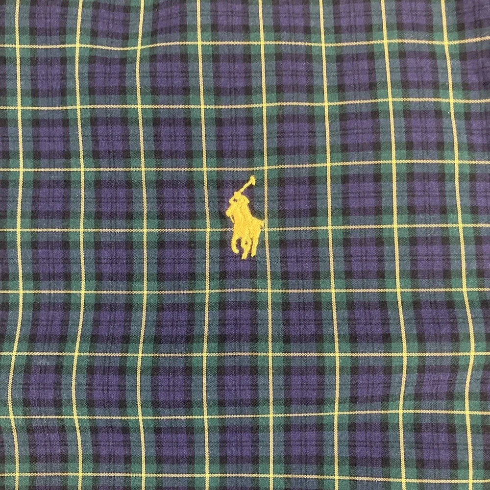 Ralph Lauren Shirt Mens XL Tartan Blackwatch Plaid L/S Button Down Slim Fit Pony